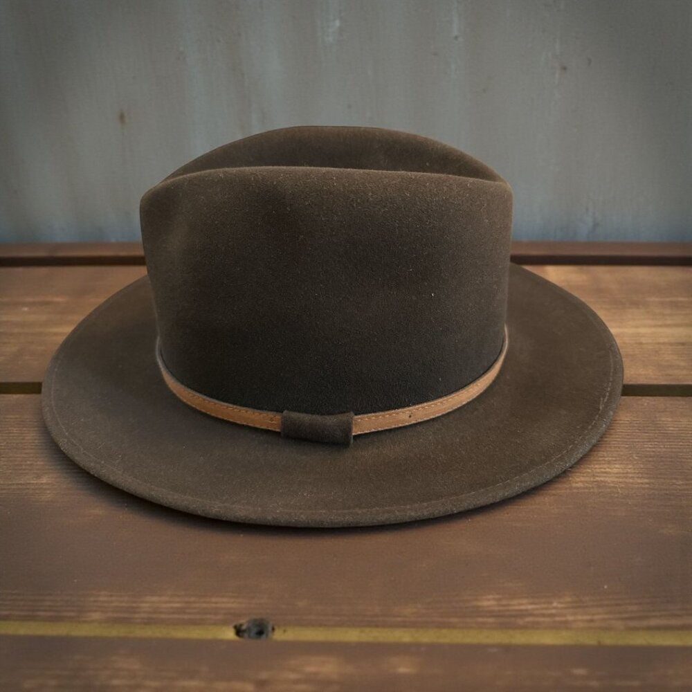 Bailey Glen Wool Felt Fedora Hat Size Medium Made In USA Brown